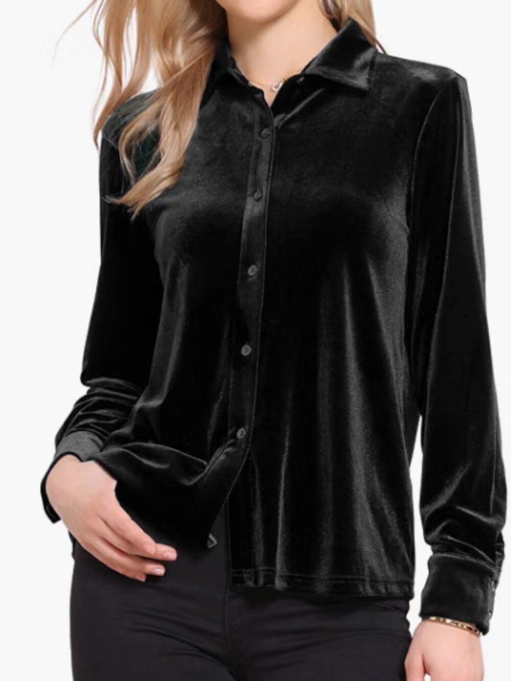 Calvin Klein Black Velvet Button Down Shirt Large
